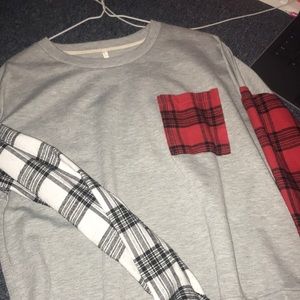 White Red and Grey checkered Long Sleeve